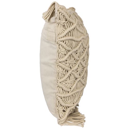 Northlight 18" Natural Cotton Handmade Macrame Square Throw Pillow