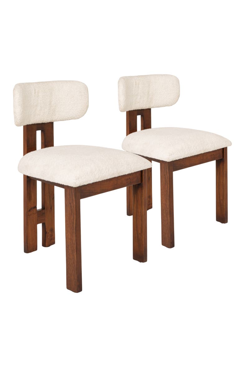 Armless Upholstered Dining Chairs, Set of 2, Main, color, Beige