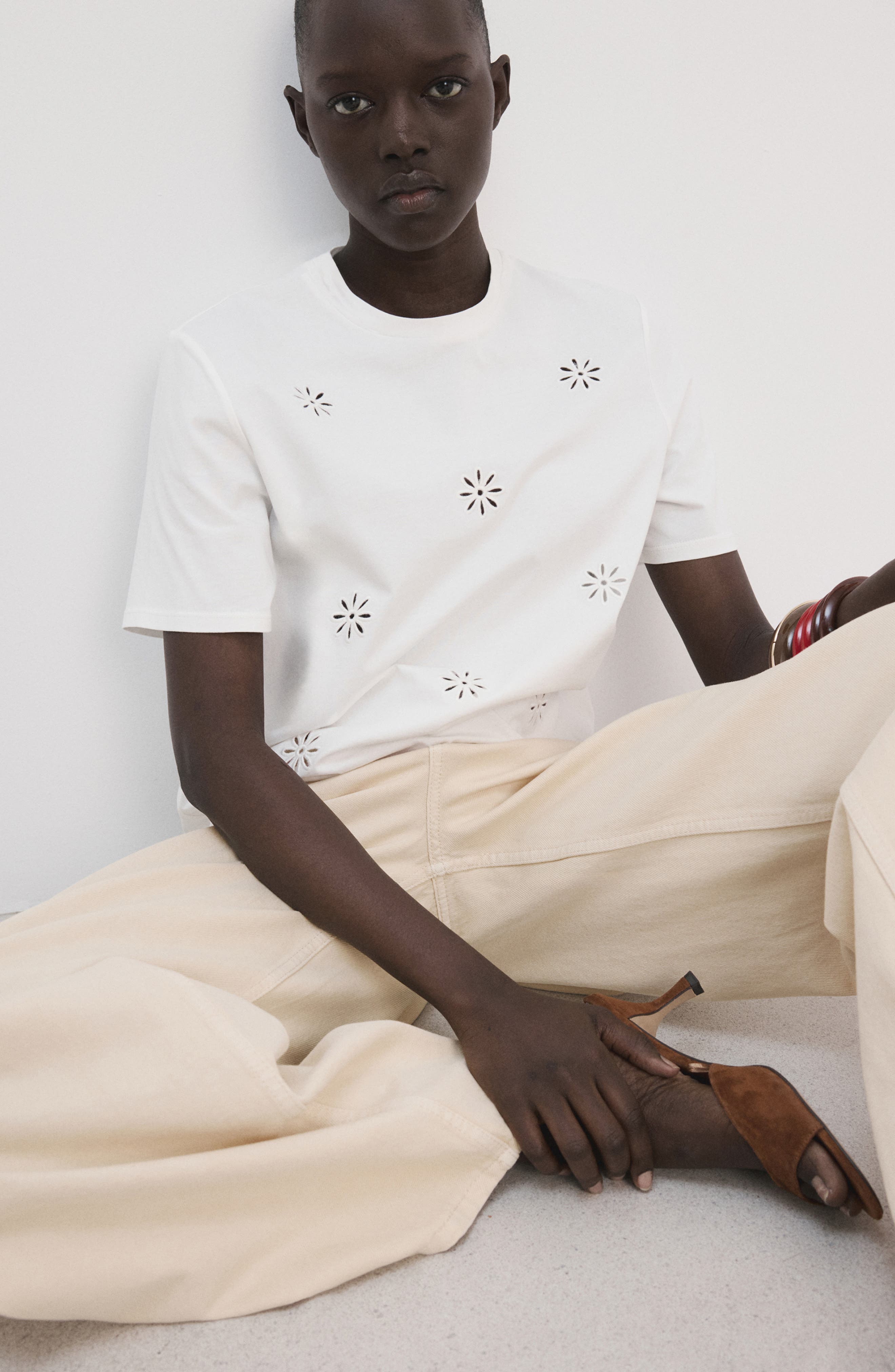 Floral Embroidered Cotton Tee - image 4