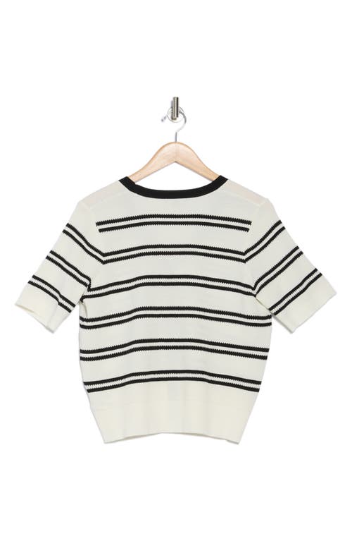 ADRIANNA PAPELL ADRIANNA PAPELL STRIPE SHORT SLEEVE CARDIGAN