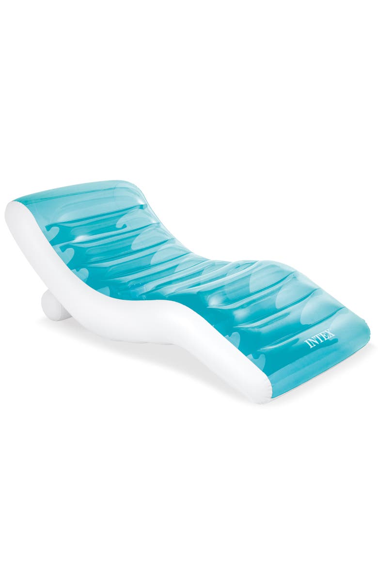 Intex Inflatable Splash Water/Pool Lounge in Teal & White, Main, color, Blue