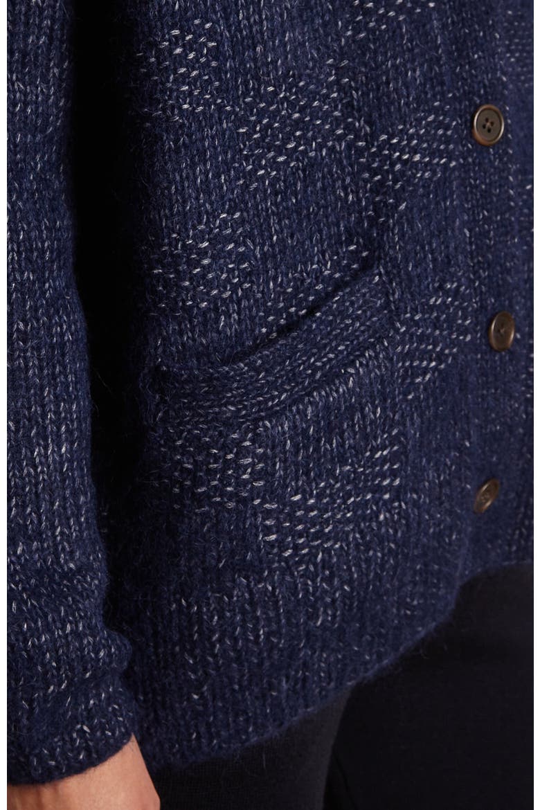 Handknit Basketweave Cardigan, Alternate, color, Navy
