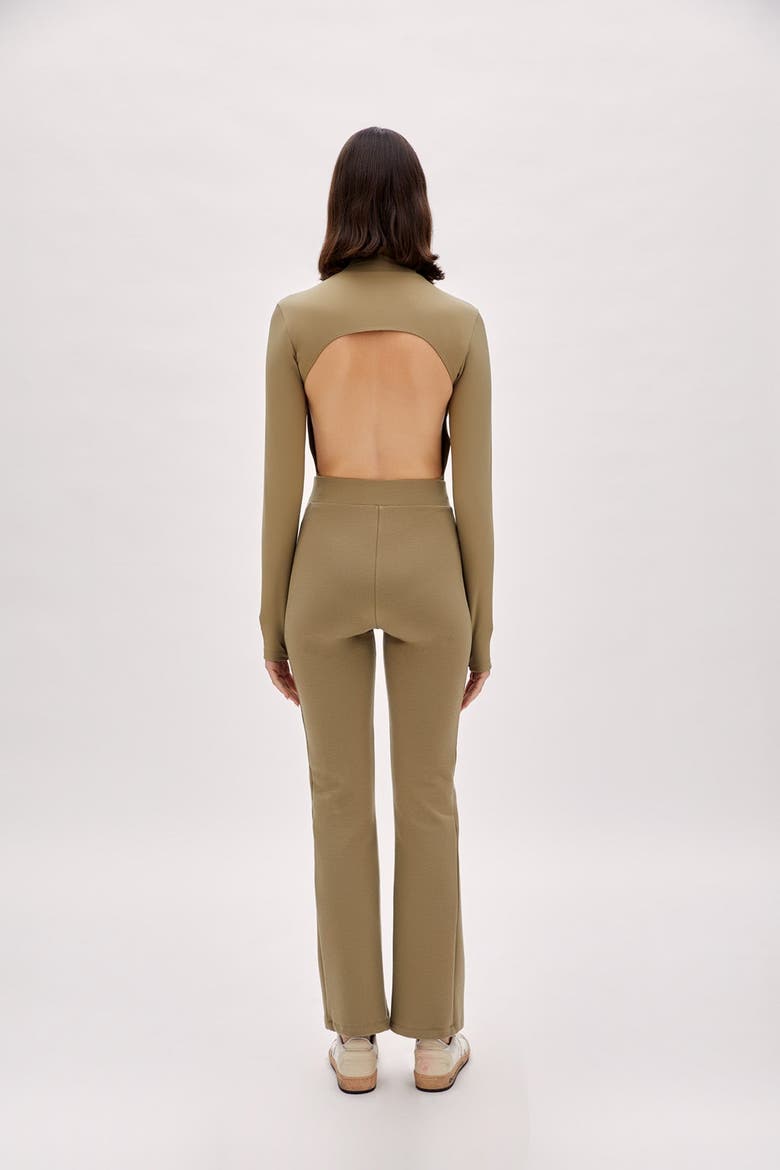 Cotton High Neck Bodysuit- Covert Green, Alternate, color, COVERT GREEN