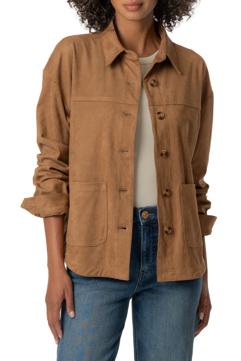 Ellie Faux Suede Jacket, Main, color, WHISKEY