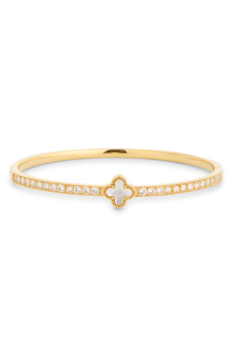 Adirelle Cubic Zirconia Clover Bangle Bracelet