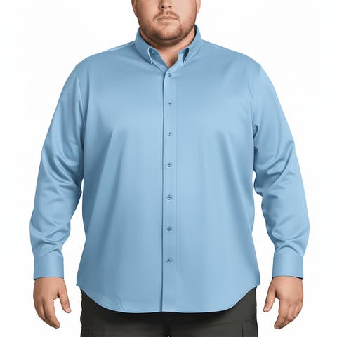 Men’s Big and Tall Commuter Shirt, Long Sleeve Button Down, Tailored Fit, Spread Collar, Performance Fabric, Stylish & Casual Breathable Shirt