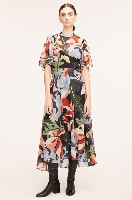 REBECCA TAYLOR REBECCA TAYLOR BOTANICAL GARDEN SILK FLUTTER SLEEVE DRESS