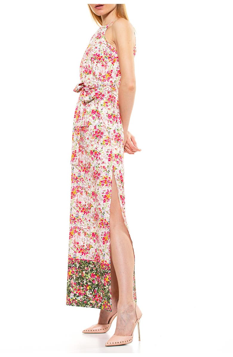 Alexia Admor Monica Floral Print Belted Maxi Dress, Alternate, color, 