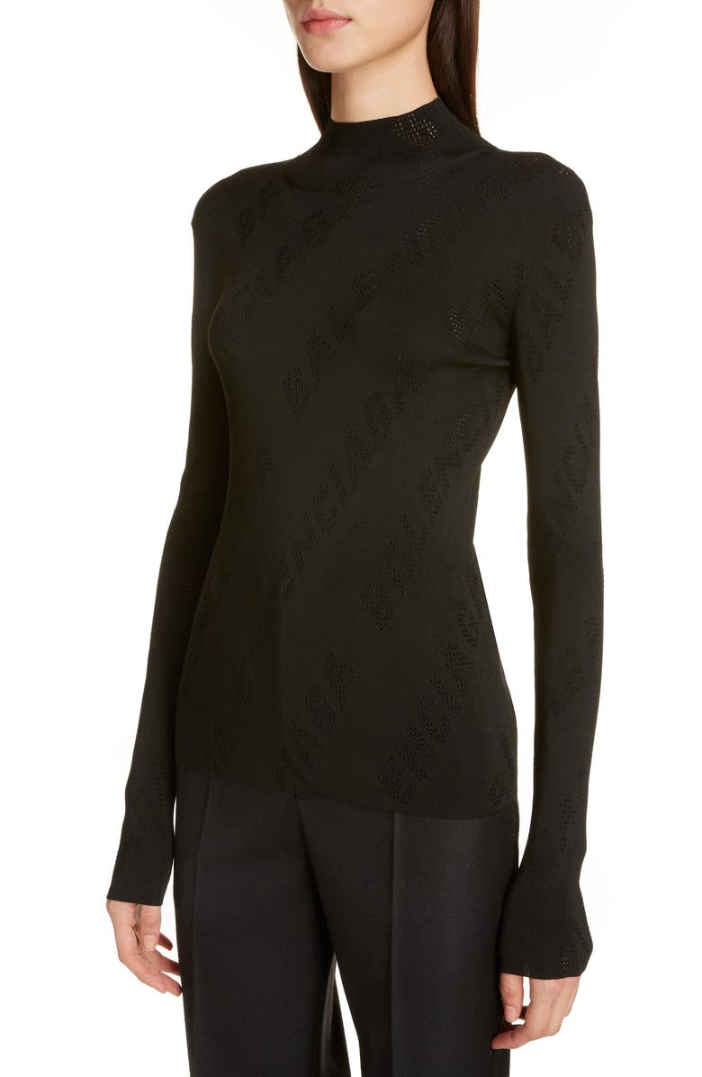 Balenciaga Pointelle Logo Sweater, Alternate, color,