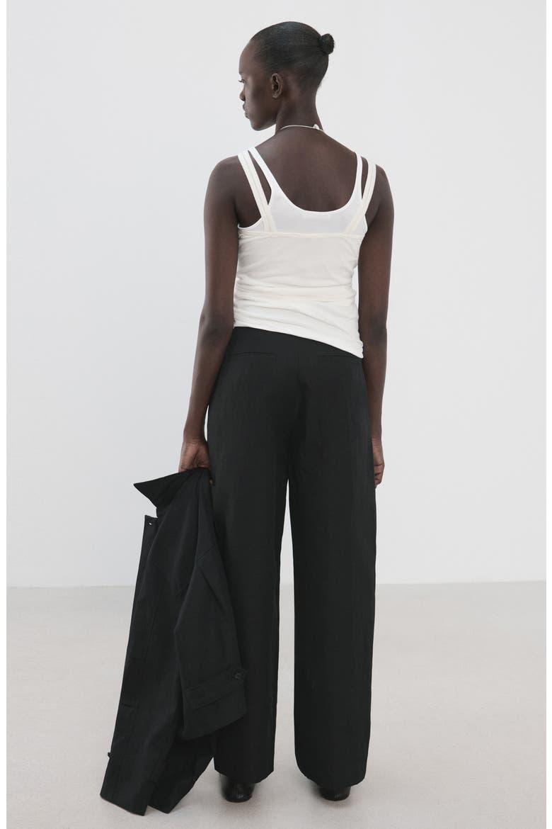 Barrel Cotton & Linen Pants, Alternate, color, BLACK