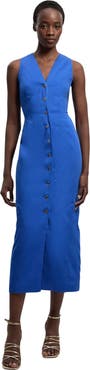 Karen Millen Tailored Linen Corset Back Midi Dress