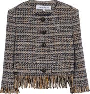 Veronica Beard Lyons Tweed Fringe Jacket
