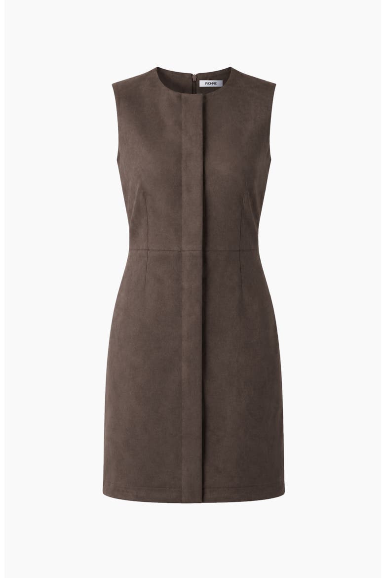 Sleeveless Faux Suede Sheath Dress, Alternate, color, Taupe