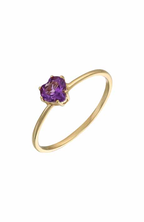 14K Gold Amethyst Heart Ring