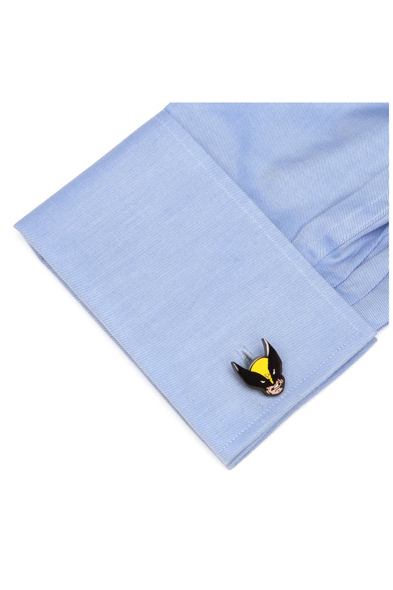 Wolverine Mask Cuff Links, Alternate, color, BLACK