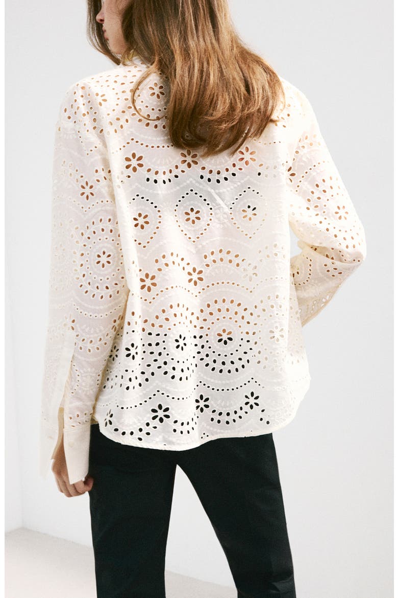 Eyelet Cotton Shirt, Alternate, color, ECRU
