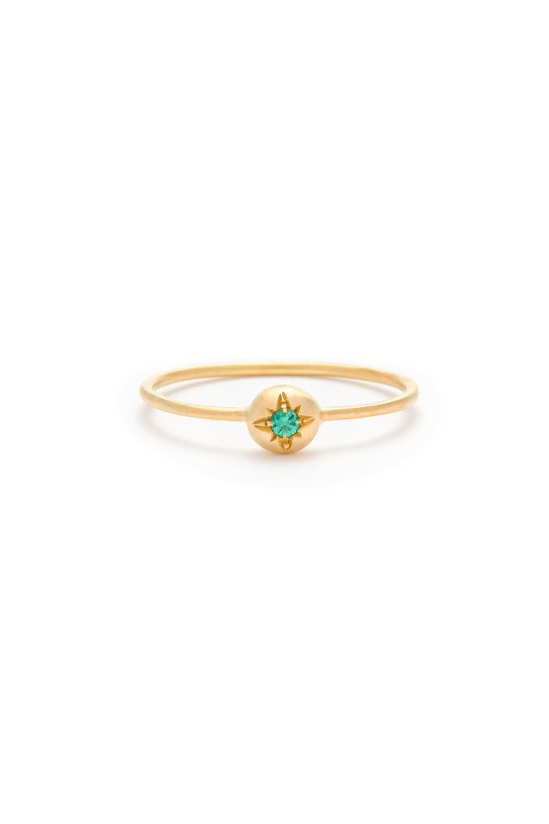 Moon Ring  with Natural Gemstones. Handmade in Italy, Main, color, Emerald