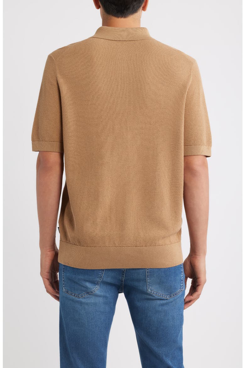 Lancio Solid Cotton Waffle Polo Sweater, Alternate, color, OPEN BEIGE