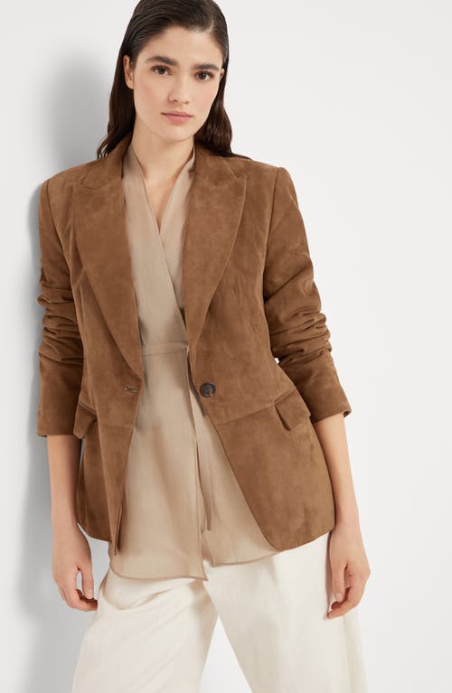 Brunello Cucinelli Woman Blazer Brown Size 10 Soft Leather In Brown