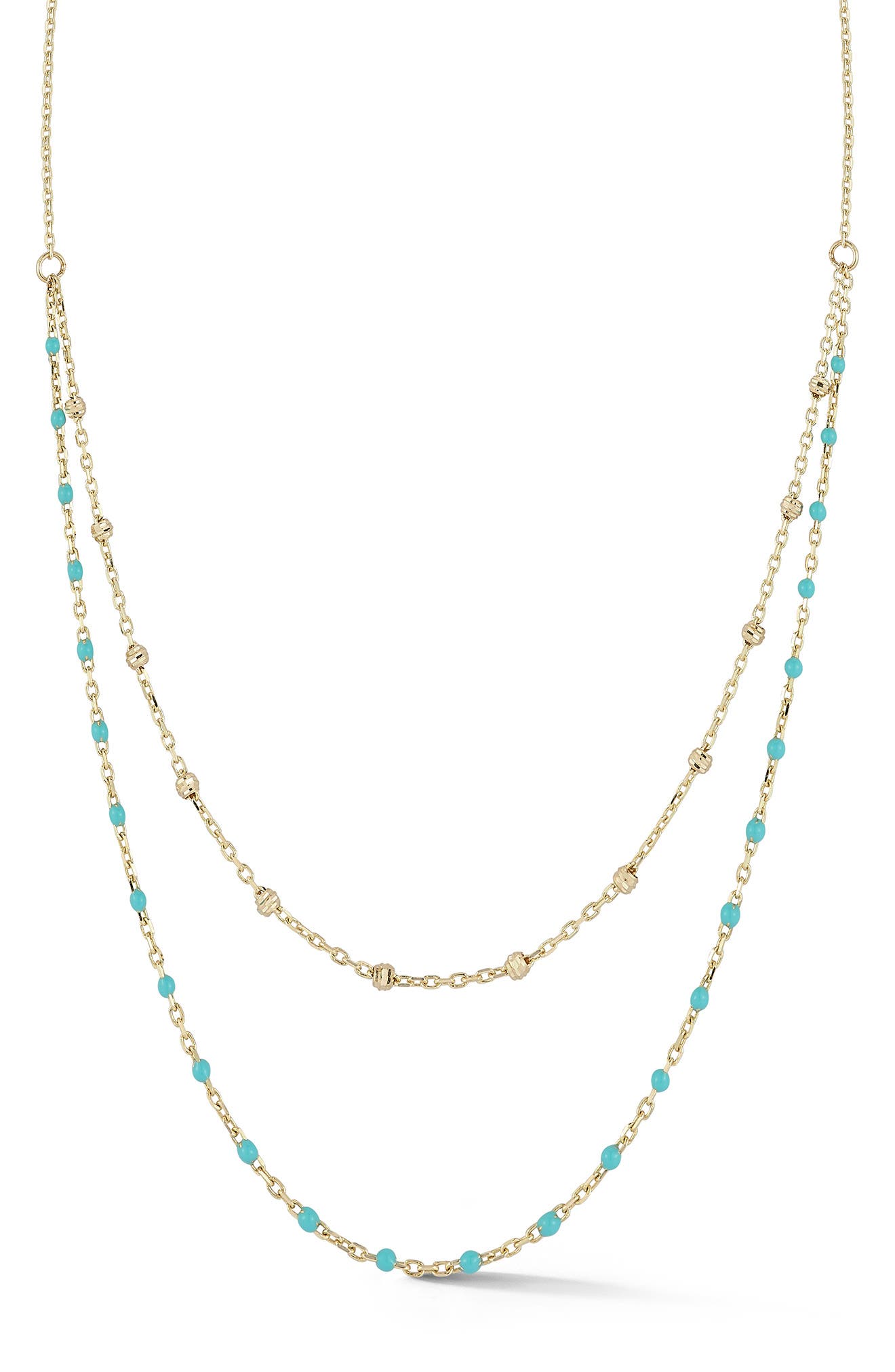 Ember Fine Jewelry 14K Gold Enamel Station Double Layer Necklace