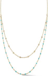 Ember Fine Jewelry 14K Gold Enamel Station Double Layer Necklace