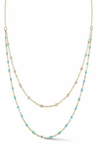 Ember Fine Jewelry 14K Gold Enamel Station Double Layer Necklace