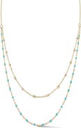 Ember Fine Jewelry 14K Gold Enamel Station Double Layer Necklace