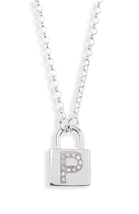 Diamond Padlock Initial Pendant Necklace - 0.12ct.