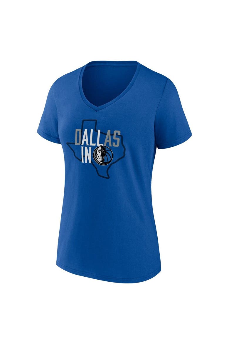 Women's Fanatics Branded Blue Dallas Mavericks Hometown Collection All In V-Neck T-Shirt, Alternate, color, Blue