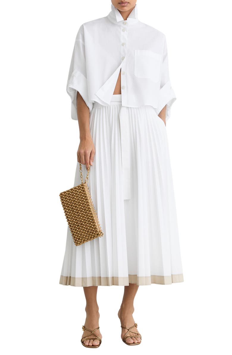 Reiss Allora Pleated Skirt, Alternate, color, Ivory