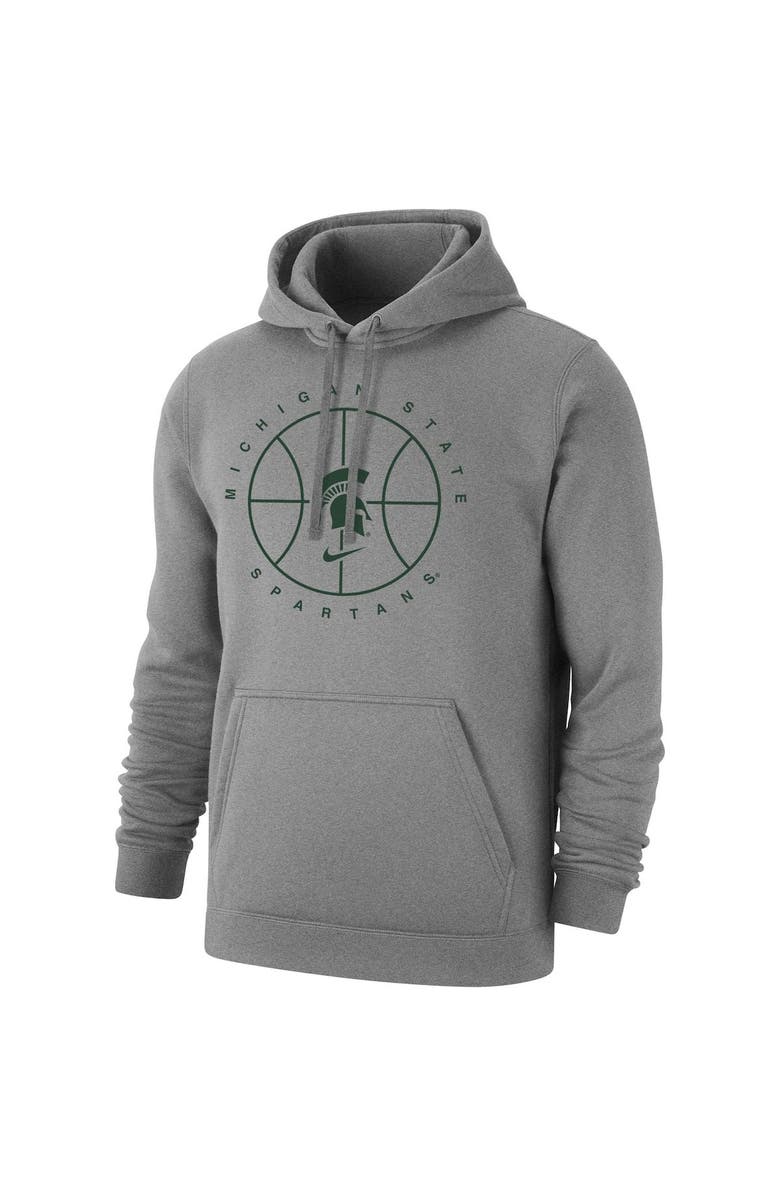 Nike Men's Nike Gray Michigan State Spartans Basketball Icon Club Fleece Pullover Hoodie, Alternate, color, 