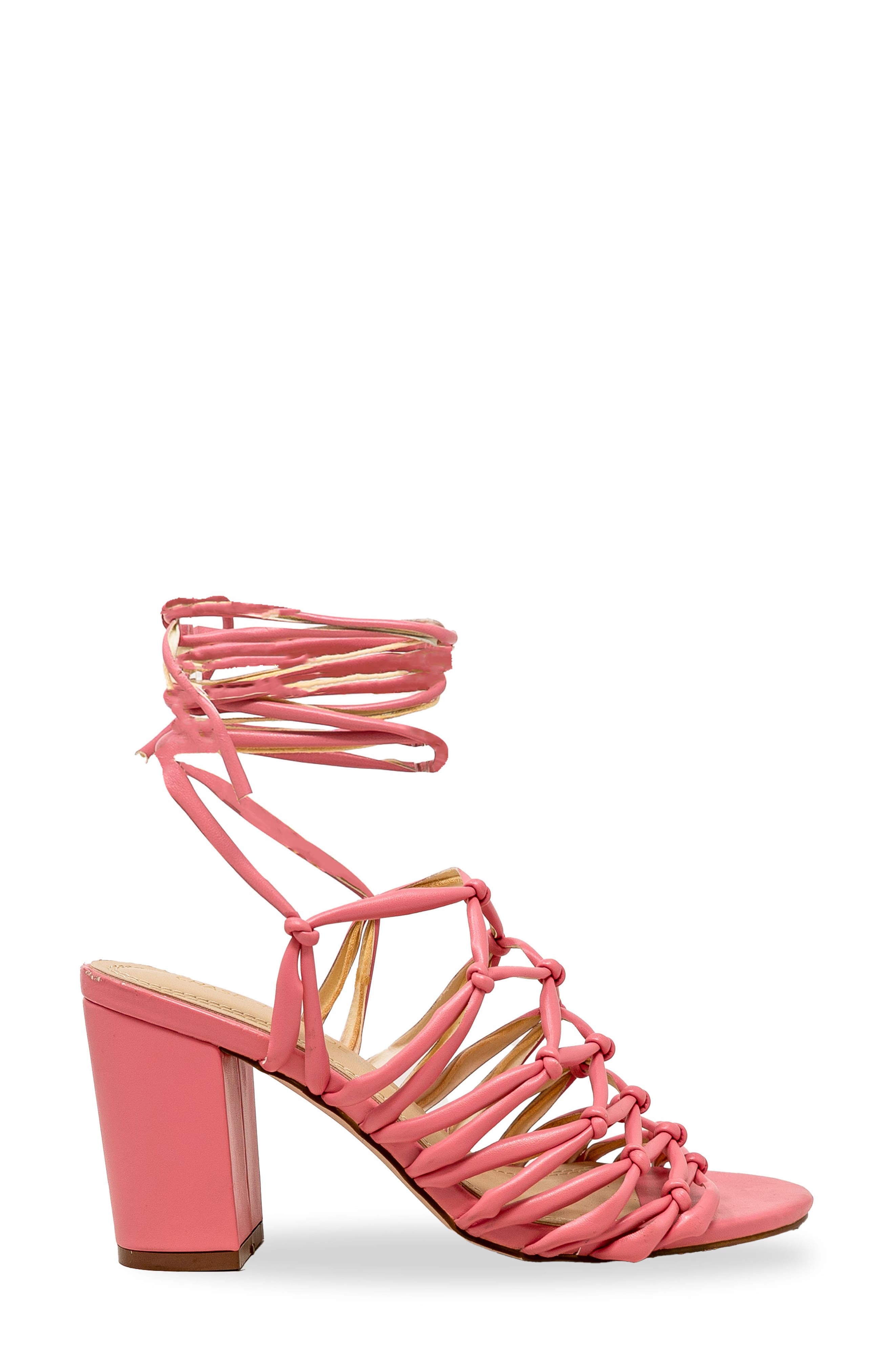 CHASE AND CHLOE Nami Caged Ankle Wrap Sandal, Alternate, color, Pink Pu