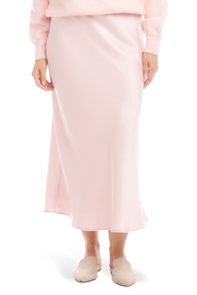 Bias Cut Satin Midi Skirt, Main, color, PINK