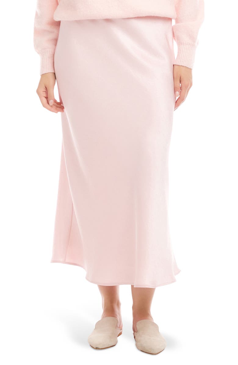 Karen Kane Bias Cut Satin Midi Skirt, Main, color, Pink