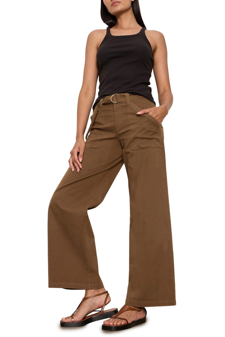 Belted Wide Leg Pants, Alternate, color, TIMBER BROWN