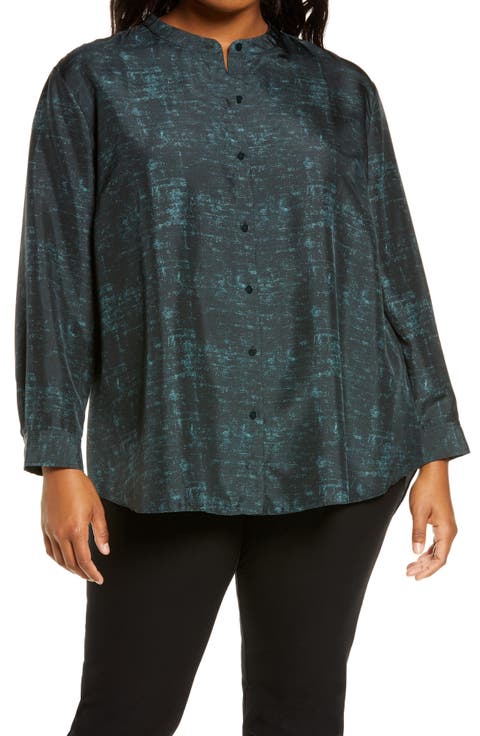 Silk Mandarin Collar Shirt