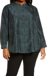 Eileen Fisher Silk Mandarin Collar Shirt