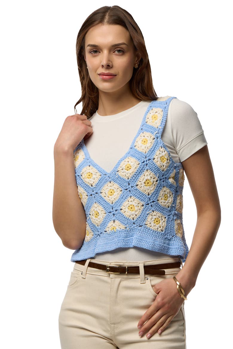 Crochet Sweater Vest, Alternate, color, LIGHT BLUE