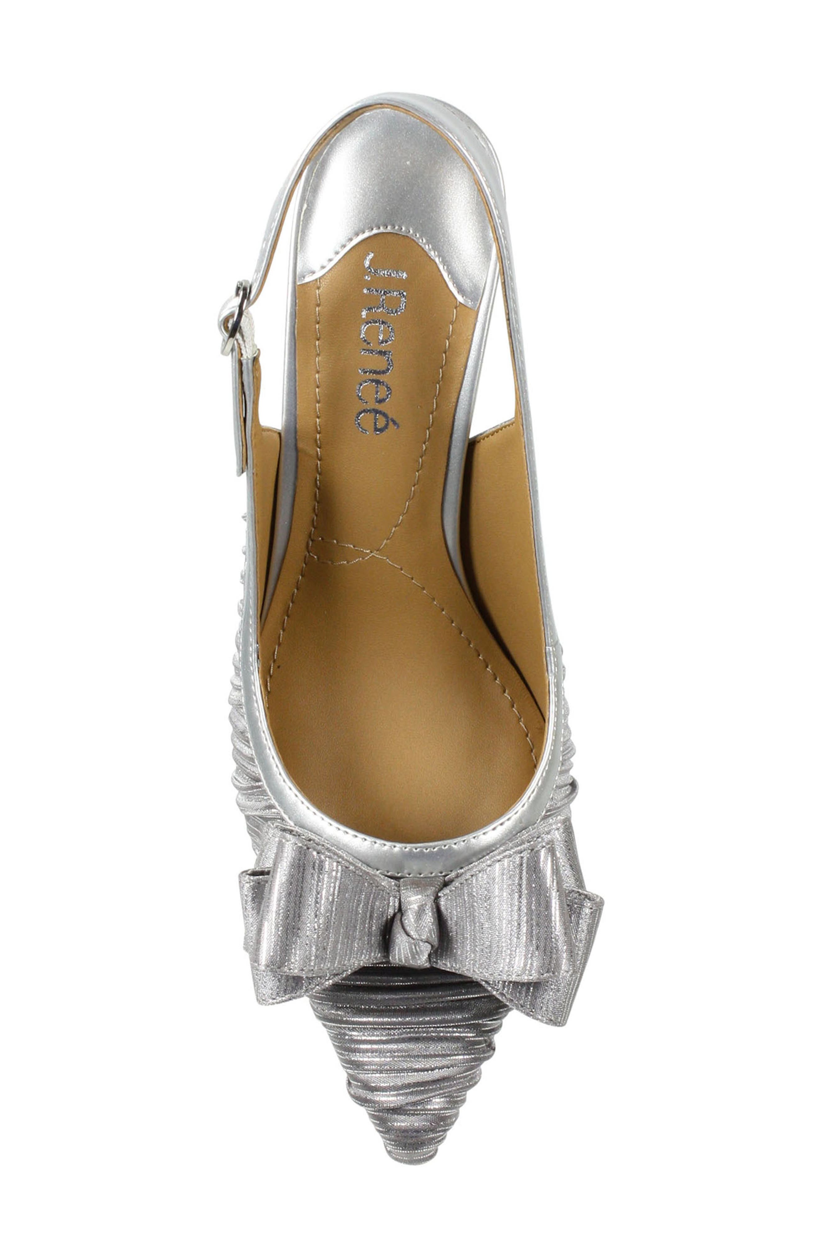 Charise Bow Pointed Toe Slingback Pump, Alternate, color, SILVER FABRIC