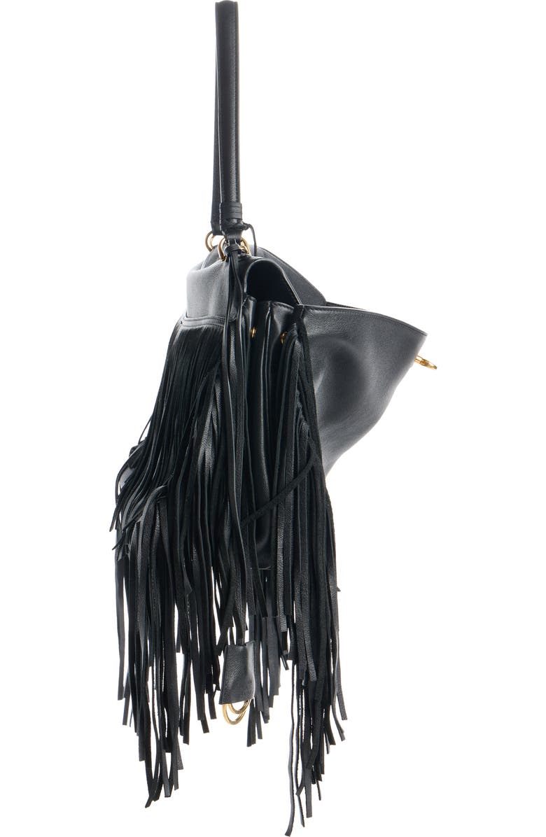 Balenciaga Medium Rodeo Fringe Leather Handbag, Alternate, color, 1000 Black