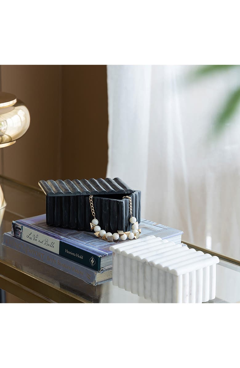 A & B Home White Marble Box, Alternate, color, White