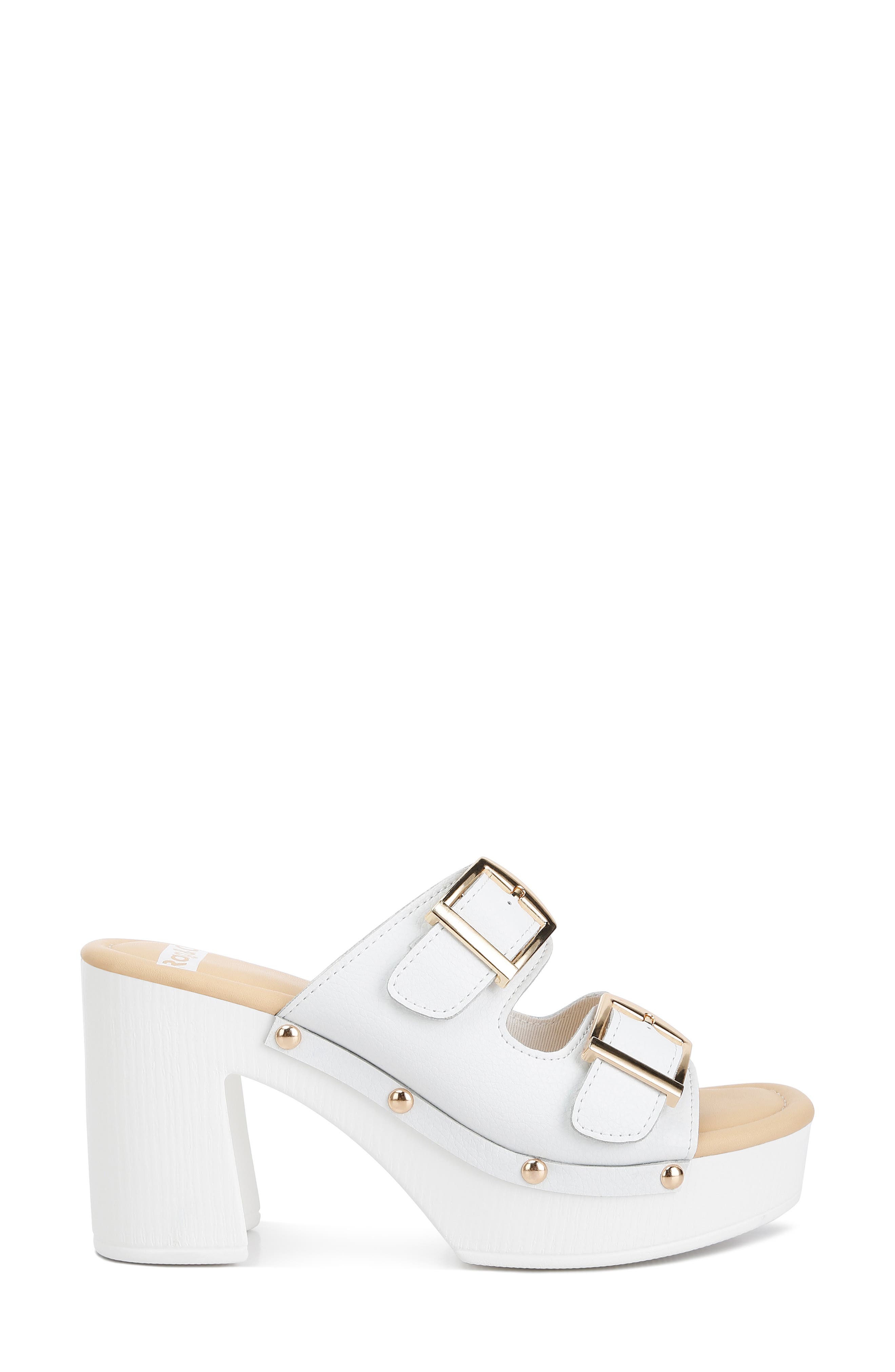 Kenna Double Buckle Strap Platform Sandal, Alternate, color, WHITE