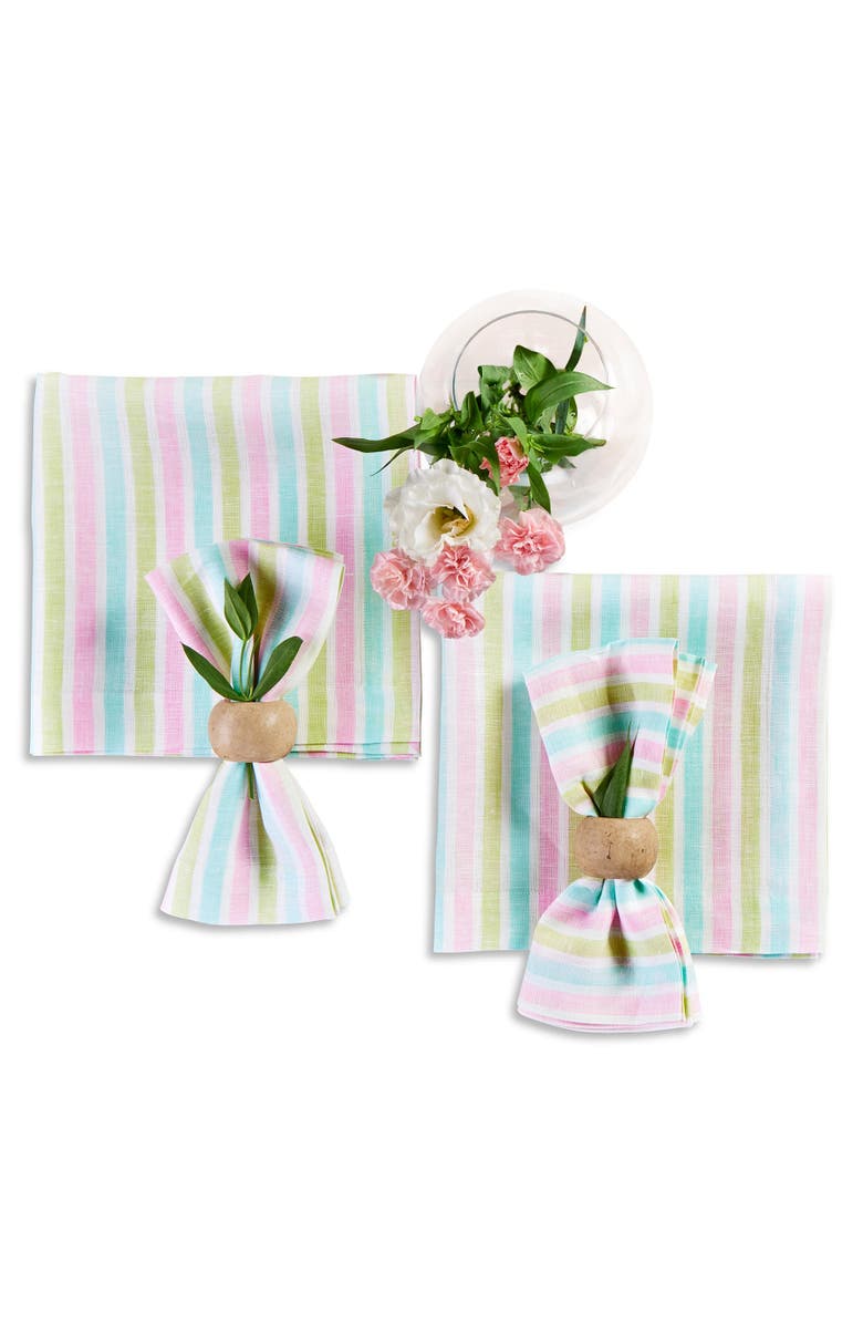 Solino Home Linen Dinner Napkins - Palm Beach Stripe, 20" x 20" Inch, Main, color, Palm Beach Stripe
