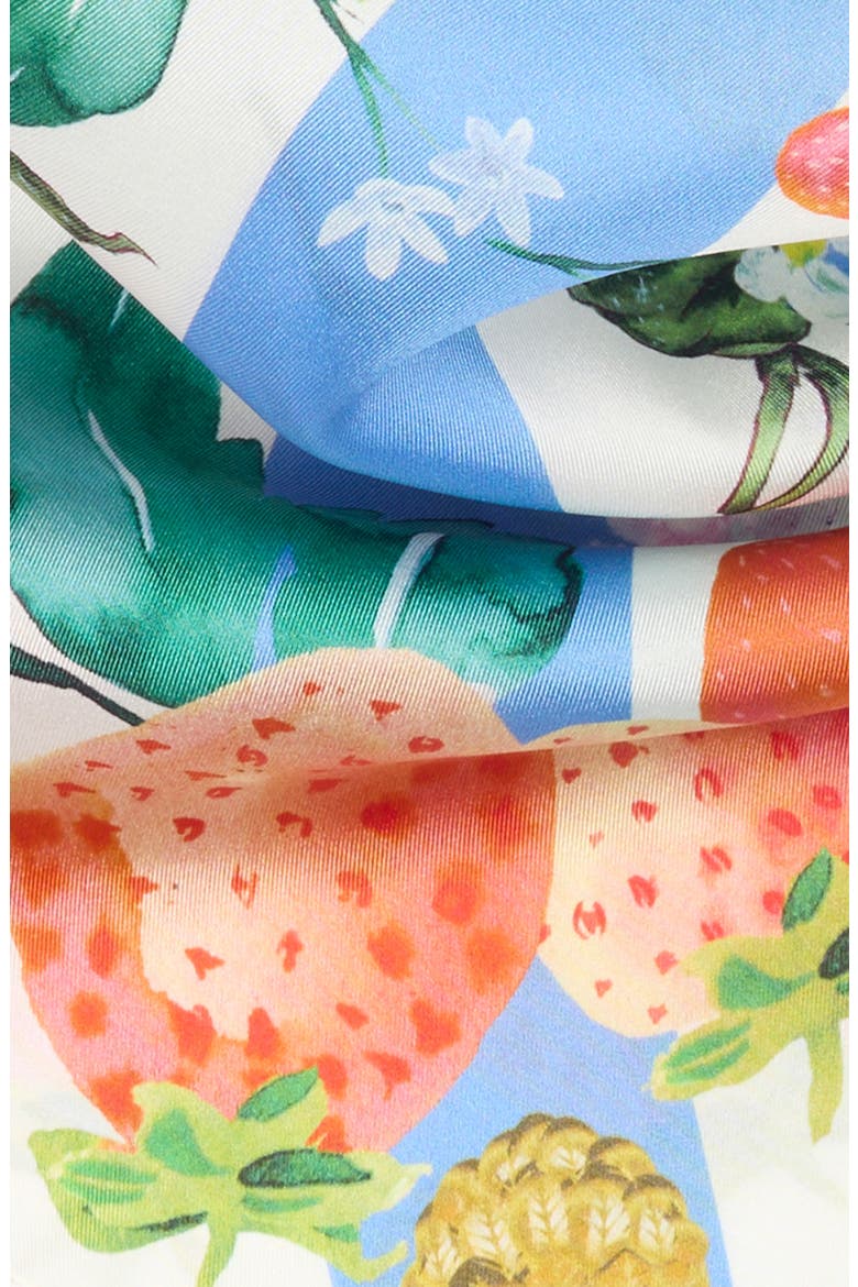 Strawberry Stripe Print Silk Square Scarf, Alternate, color, PERIWINKLE BLUE
