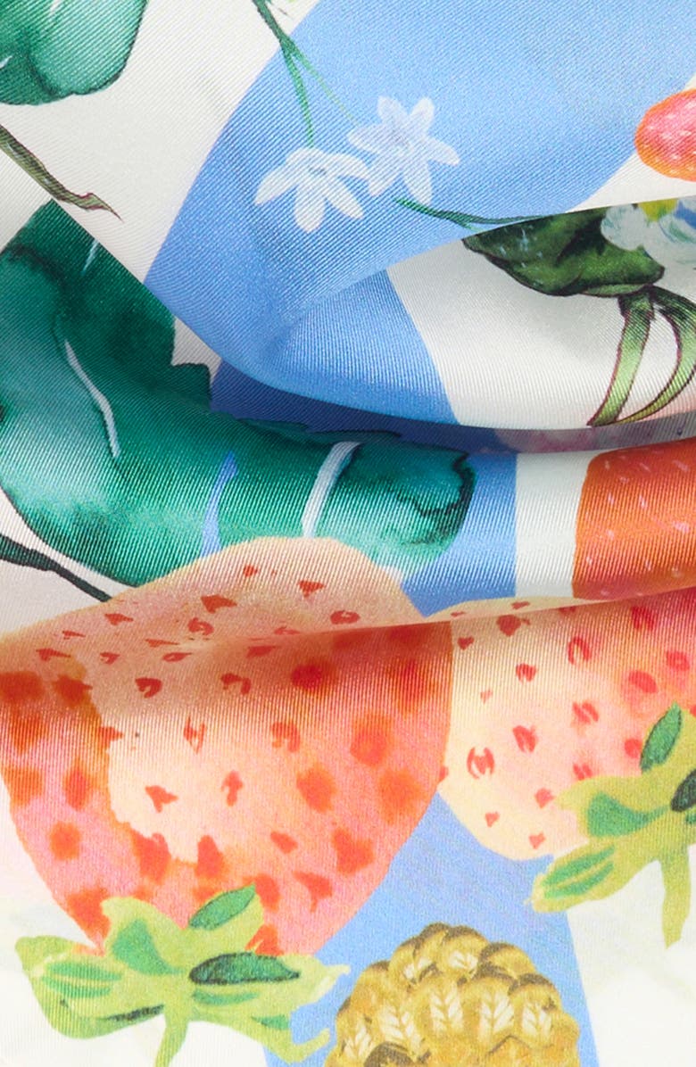 Kurt Geiger London Strawberry Stripe Print Silk Square Scarf, Alternate, color,