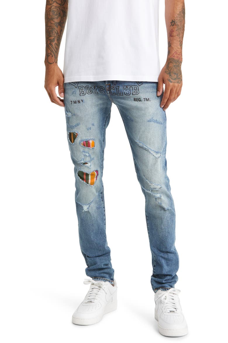 Moon Trail Rip & Repair Stretch Jeans, Main, color, ASTRA