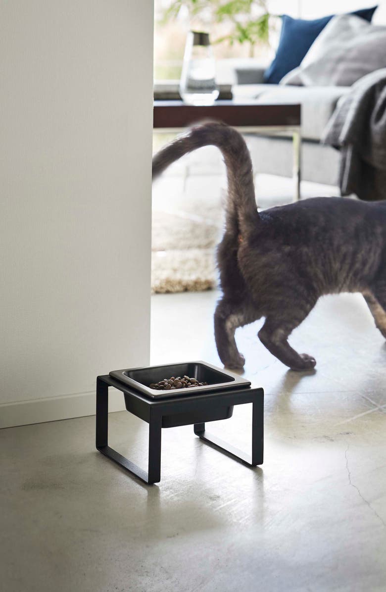 Yamazaki Tall Elevated Single Bowl Pet Diner, Alternate, color, Black
