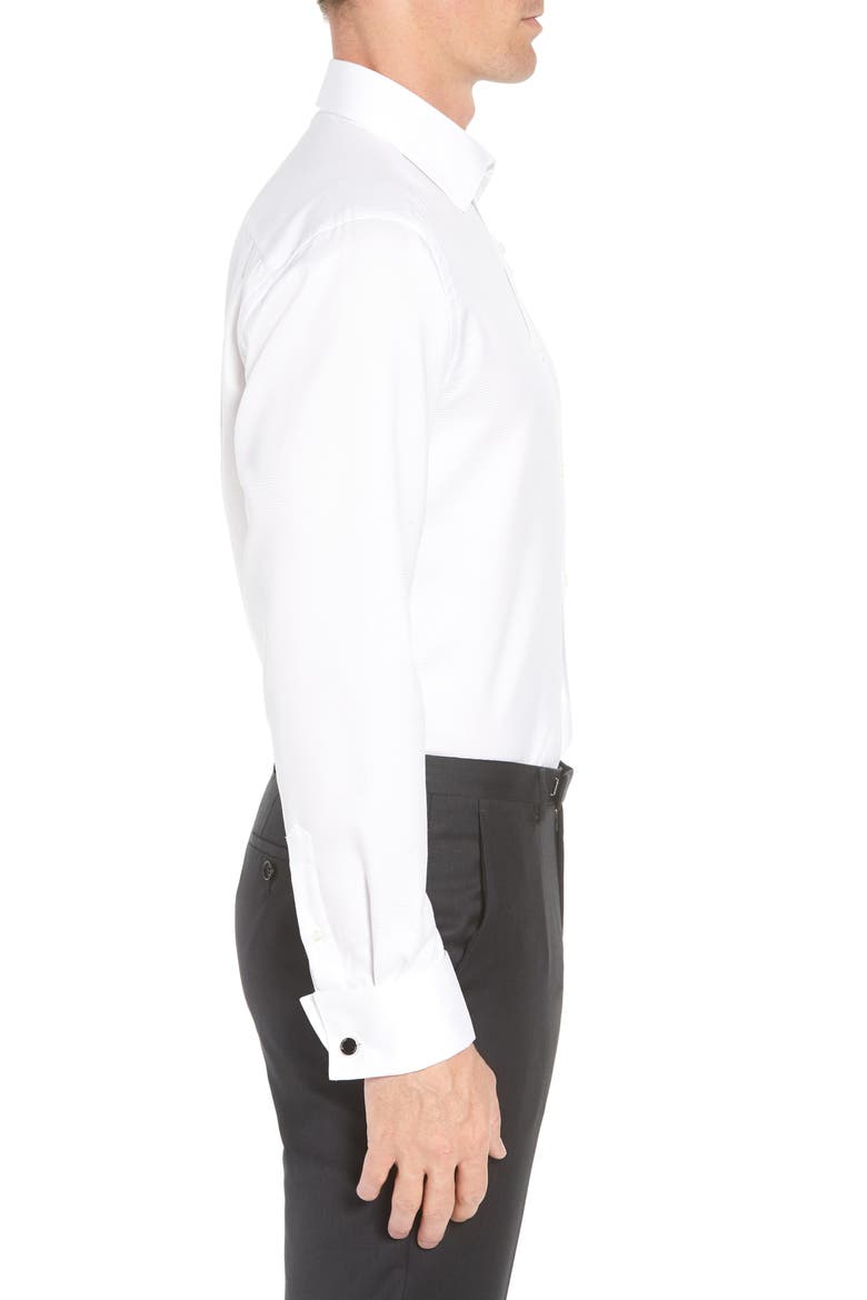 Horizontal Twill Regular Fit Tuxedo Shirt, Alternate, color, WHITE