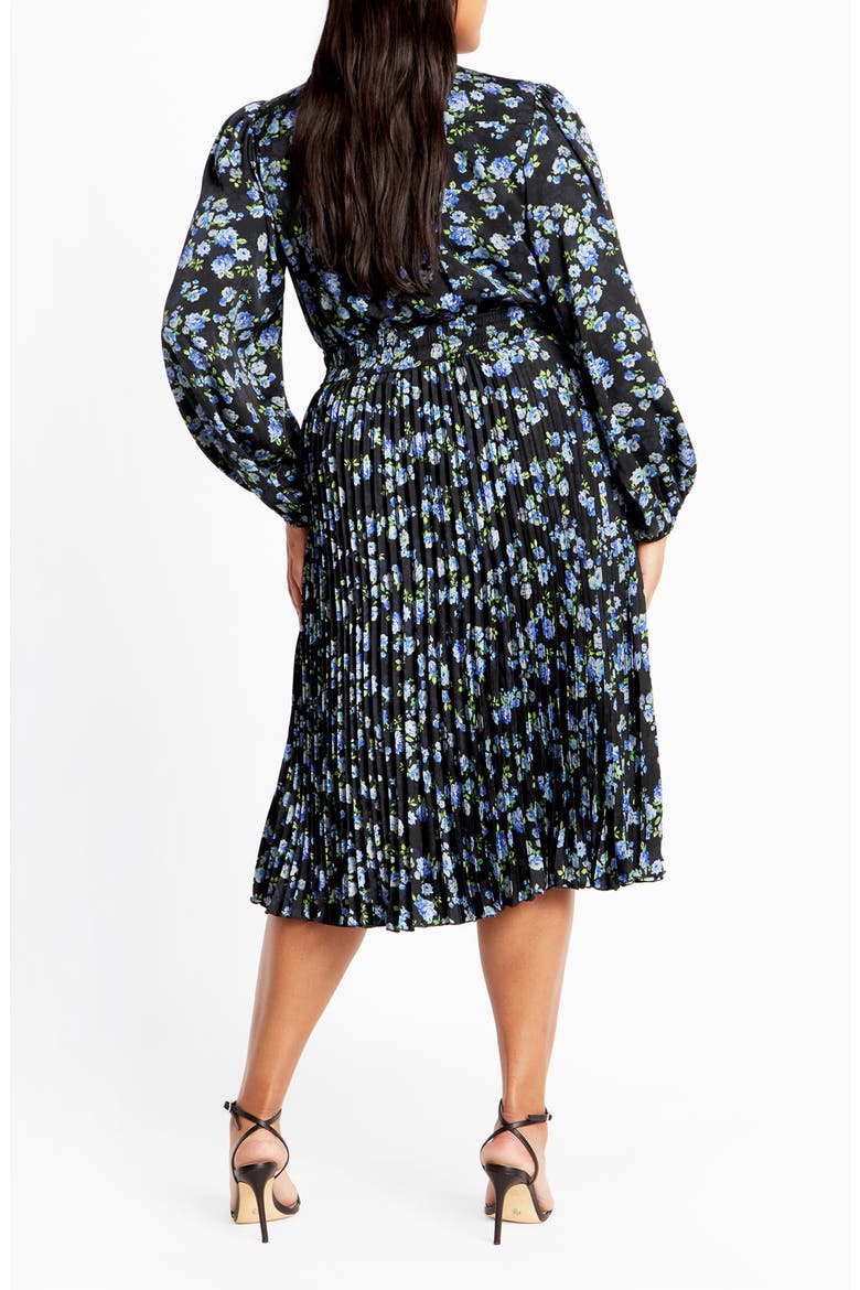 Nina Floral Midi Dress(Plus), Alternate, color, BLUE PRINT