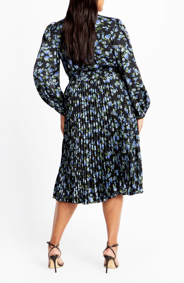 City Chic Nina Floral Midi Dress, Alternate, color, Blue Print